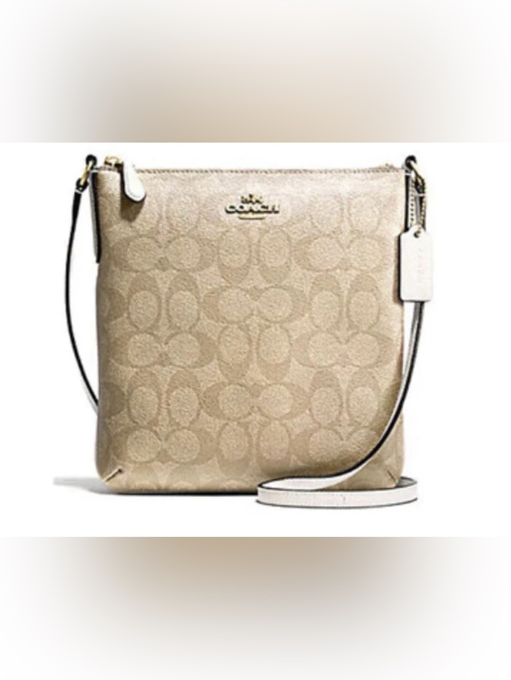 Coach Neutral Signature Crossbody in Light Beige and Cream